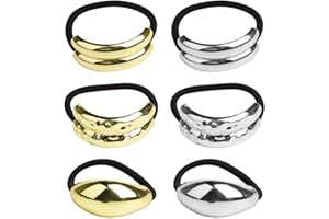 COYUN 6 Pezzi Elastico per Capelli in Metallo, Elastico per Capelli Metallo Oro, Corde Elastiche Geometriche per Capelli, Elastici Capelli Donna Eleganti, Accessori per Capelli a Coda di Cavallo