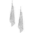 Zaveri Pearls Silver Tone Party Bling Metallic Mesh Grid Sequins Tassel Earrings For Women-ZPFK17261