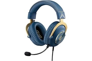 Logitech G PRO X Gaming Headset - Blue VO!CE, Detachable Microphone, Comfortable Memory Foam Ear Pads, DTS Headphone 7.1 and 50 mm PRO G Drivers, Official League of Legends Edition - Blue / Gold