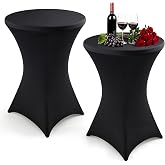 Round Elastic Tablecloth 80 x 110 cm, Elastic Covers for High Cocktail | Stretchable Tablecloths Elastic Covers, Spandex Stre