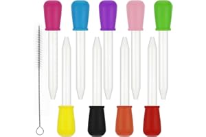 Molain 10 sztuk pipet dla dzieci, silikonowa pipeta w płynie, 5 ml, z 1 szczotką, pipeta dla dzieci, do form słodyczy, karmy, gumowych foremek do majsterkowania