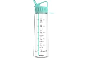 HYDRATE Water Bottles Motivational premium 900ml water bottles with straw – Daily water intake with Time Markings, BPA-Free. Leak proof Ideal for hydration at office, gym. (Mint Green)