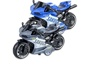 HATFRYF Motorcycle Toys, Motorcycle Model Ornaments, Highly Simulation Motorbike Model Pull-Back Vehicle Toy for Child Intellectual Toys Gift - 2PCS