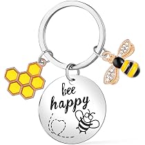 Portachiavi Ape Con Fiore Giallo - Portachiavi In Metallo Dorato, Regalo Simpatico E Originale Per Donne, Insegnanti E Amiche