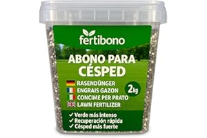 FERTIBONO Abono Césped Premium 2 kg – NPK con Magnesio, Hierro y Manganeso – Revitaliza Césped Amarillo – Ideal Jardines Domésticos – Hasta 80 m²