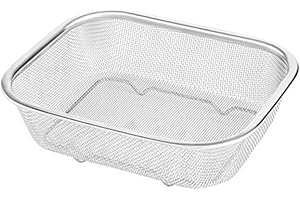 Yajexun Fine Mesh Oil Strainer - Stainless Steel Mesh Basket, Filter Basket Rectangular Frying Basket, Multifunctional Kitchen Sink Strainer Basket, Wear-Resistant Storage Basket, Small/Large