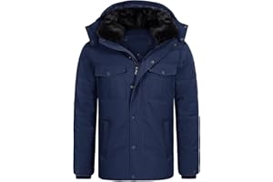Tuopuda Uomo Giacca Invernale con Cappuccio, Giubbotto in Pile Casual Parka Cappotto Termico Imbottito Giacche con Cerniera e Tasche Giubbino Primavera Autunno