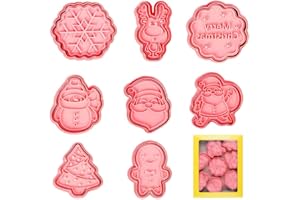 OWYEE Lot de 8 Noël Emporte Pièce Noël, Emporte Piece Patisserie, 3D Moule Biscuit, Cookie Cutter Plastique Enfant,Emporte-pièces Moule, Biscuit Noel Père Noël, Gâteau Biscuit Fondant Décoration