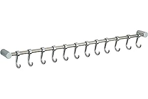 Dent-de-lion Stange mit 12 Haken aus SUS304-Edelstahl, für Küchenutensilien, Garderobenhaken, Handtuchstange