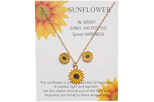 Clataly Set di gioielli da donna con ciondolo a forma di girasole e collana, Misura unica, Metallo