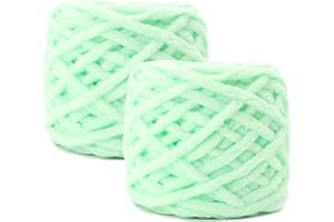 ‎MAXEE Maxee Chenille Wolle Garn 180 g(90 g*2), ca.130 m, Super Soft Knitting, Chunky Grobstrick Weiches Wollgarn zum Häkeln, Chenille zum Weben von Schals, Mützen, Decken, Zierkissen-Wassergrün