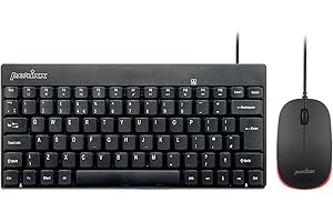 Perixx PERIDUO-212 Wired Mini Keyboard and Mouse Combo with 12 Multimedia Keys, Black, UK Layout
