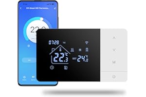 BEOK CONTROLS Thermostat WiFi pour Chaudière gaz 3A,Beok Thermostat Mural 2 Fils à Piles,Alimentation par Batterie ou USB,Programmable Compatible avec Alexa et Google Home, Commande Vocale et Contrôle à Distance