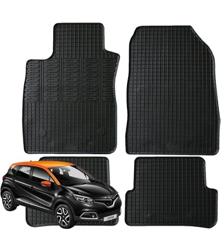 Tappetini In Tessuto Texer Per Renault Captur I (2013-2019) - Set 4 Pezzi Neri, Su Misura, Fondo In Gomma Impermeabile