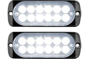 YOJZMA Kit da 2 Luci Strobe LED di Emergenza, 12 LED Doppia Riga Bianchi a Montaggio Superficiale, Luci Lampeggianti di Avvertimento per Pericolo per Veicoli da Costruzione, Camion, Fuoristrada