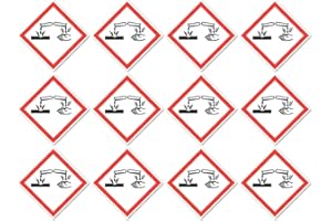 HAVATI Corrosive Hazard Symbol UN/GHS Hazard Pictogram Stickers 1" Pack of 12