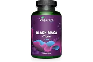 Maca Peruviana Nera + Tribulus Terrestris + Zinco | Alto Dosaggio | Prestazione Fisica e Massa Muscolare | 90% Saponine e 0,6% Macamidi & Macaeni | Senza Additivi | 120 capsule | Vegan | Vegavero®