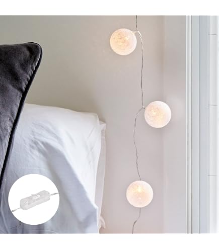 5x Lichterketten Mit Silbernen Kugeln – Batteriebetrieben, Je 10 LEDs, 1,85 M