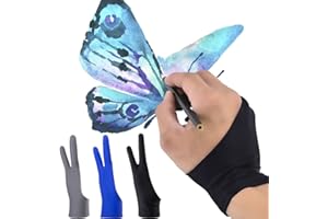 ZGIOPGEIN 3 Pcs Artist Glove High-Elastic Drawing Glove Anti-Fouling Two Finger Gloves Left or Right Handed Gloves for Art Creation Graphics Drawing Tablet Pad
