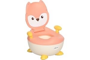 ZONEKIZ Kinder Töpfchen Kindertoilette im Fuchs-Design, Kinder Toilettensitz mit Rückenlehne Abnehmbarem Topf Griff Topfstuhl für Töpfchentraining Toilettentrainer für Kleinkinder 0,5 bis 3 Jahre Rosa