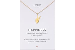 LUUK LIFESTYLE Edelstahl Halskette mit Anhänger in Silber, 50cm verstellbar, wasserfest, filigranes Schmuckgeschenk für verlobte, Freundin, Mutter, mit HAPPINESS Spruchkarte, Weihnachten, Valentinstag