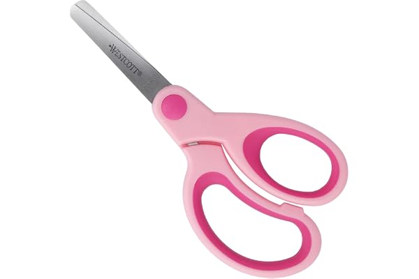 Westcott Ciseaux pour enfants Softgrip rose pour droitiers | Ergonomique pour enfants d'âge préscolaire | 13 cm (5") | Pointe arrondie | E-21580 00