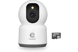 CAPANDIMARKET CAPANDI SriHome SH038 Pro,5MP,3K,5G,Camara Vigilancia WiFi Interior,1920P, QHD Visión Nocturna a Color,microSD 32GB Incluida,Negocio y Domicilio,Alarma,Audio Bidireccional,Anti Okupa,Control App