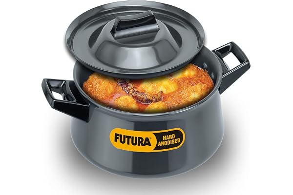 Hawkins Futura 3 Litre Handi, Hard Anodised Sauce Pan and Lid, Saucepan with Two Short Handles, Biryani Handi, Black (AH3S), Aluminium