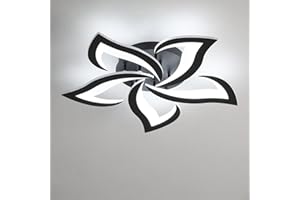 Riserva Nowoczesna Lampa Sufitowa Led, 60W Kreatywna Lampa Sufitowa z Płatkami, Chłodne Białe Światło 6500K Akrylowa Lampa Sufitowa, Do Salonu Sypialni Gabinetu (Średnica 60cm, Czarna)
