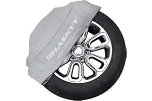 HASKYY Coperture protettive per Pneumatici, Set da 4, Dimensioni 110 x 110 cm, Fino a 22 Pollici, Grigio, Antistrappo e Resistenti all'olio