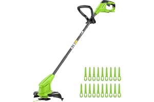 Greenworks 24 V sladdlös grästrimmer för små till medelstora trädgårdar, 25 cm skärbredd, inkl. 20 plastblad utan batteri och