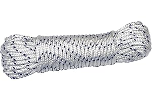 Amig - Cuerda de Nylon Trenzado Blanco y Azul Mod.20190 - Cordón Multiusos Resistente y Suave Ideal para Naútica o Pesca, Construcción, Deportes y Juegos, Bricolaje y Amarres - Medidas: Ø 4 mm x 10 m