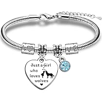JMIMO Collana con lupo per ragazze, regalo per amanti del lupo, regalo per amanti del lupo, collana argento, Misura unica, Acciaio inossidabile