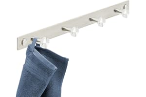 Stahlia Hakenleiste EDELSTAHL gebürstet Garderobenleiste 4x Haken (L: 310mm) Modell:GIORGIA Wandgarderobe mit 1/4/6/8/10 Kleiderhaken Garderobenhaken Wandhaken