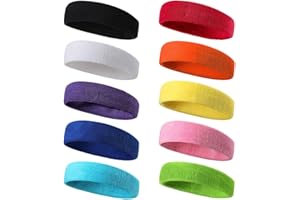 ANGELKISS 10 Stück Stirnband Herren Damen Stirnband Sport Schweißband Stirn Elastisches Haarband aus Baumwolle