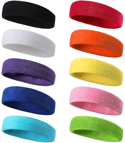 Lot De 3 Bandeaux Sport – 1 Bandeau Front + 2 Brassards, Coton Absorbant, élastique, Pour Running, Yoga, Tennis… - 3