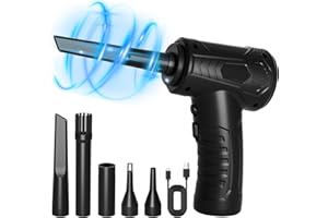Lahrma Compressed Air Duster for PC, 3-Gear Speed 70000RPM Electric Computer Air Duster, Cordless Air Blower Electronics Dust Cleaner with LED-Light Rechargeable for Laptop Keyboard Car Cleaning