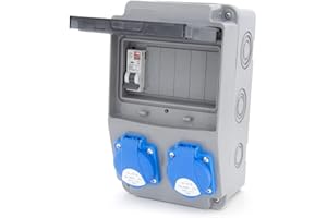 ELS ELEKTROTECHNIKA Distribuidor de corriente de obra 6NO 2 x 230 V + LS y FI cableado (2 x 230 V + 1 x LS C16)