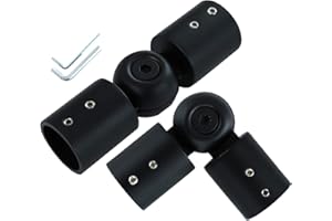 ELIFEL Connettore per aste per tende angolari per finestre, connettore per aste per tende regolabili per tende per finestre a bovindo con colore argento nero da 1 pollice e 3/4 pollici