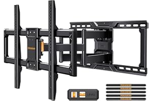 Perlegear Support Mural TV de 42 à 90 Pouce pesant jusqu'à 68KG, Support TV pré-assemblé avec Inclinaison sans Outil, Pivot, Extension, VESA Max de 600 x 400 mm