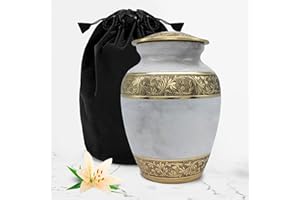 SOLACE FOREVER White Cremation Urn - Memorial Urns For Human Ashes And Baby Ashes Urn - White Urn for Ashes Adult Medium - Honour Your Loved One With Velvet Black Bag - Perfect Baby Urns For Boy & Girl Ashes Medium