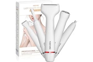 SIKKEBY Damen Rasierer 5 in 1 Bikini Trimmer Gesichtshaarentferner für Frauen Elektrischer Rasierer für Gesicht Augenbraue Lippe Nase Beine Unterarm Bikini Tragbare wasserdichte schmerzlose mit USB-Aufladun