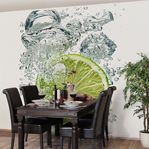 Apalis Vliestapete Küchentapete Lime Bubbles Fototapete Quadrat | Vlies Tapete Wandtapete Wandbild Foto 3D Fototapete für Schlafzimmer Wohnzimmer Küche | Größe: 192x192 cm, grün, 97802