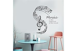 TIANLIN Pegatinas Pared Nota, 30 x 33 cm Tablas de Música, Adhesivo de Pared de Notas Musicales Negras con Película de Transferencia, para el Bricolaje del Dormitorio de la Sala de Música