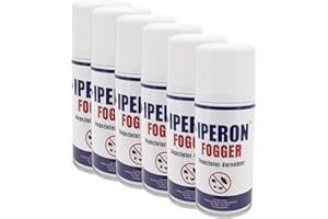 IPERON® 6 x 150 ml Fogger Ungeziefer-Vernebler | Sofortwirkung gegen Ungeziefer | Mit Chrysanthemum cinerariaefolium Extrakt, Geraniol & Zitroneneukalytpusöl | Effektive Bekämpfung von Schädlingen