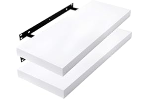 ‎LESTARAIN Lestarain 2er Wandregal, 60x22.9x3.8cm MDF-Wandboard Schweberegal Holz Hängeregal DVD CD Regal Wall Shelf Für Küche Wohnzimmer Schlafzimmer Weiß