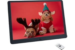 AILRINNI Cadre Photo Numérique - Grand Format Smart Cadre Photo IPS Écran avec Télécommande, Rotation Automatique/Photo/Musique/Lecteur vidéo/Horloge/Calendrier, Noir (10 Pouces)