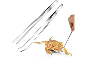 GREVOSEA Aquarium Pinzette 2 Stück Futterzange Aquarium Futter pinzette 38cm Gerade und Gebogen pinzette lang Edelstahl Reptilien Futterzange Aquarium-Pinzette Terrarium Futterspender-Werkzeug für Tanks-Silber