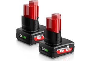POWTREE 2X M12 8.0Ah Replacement for Milwaukee 12V Battery XC 48-11-2410 48-11-2420 48-11-2411 48-11-2401 48-11-2402 with LED Indicator