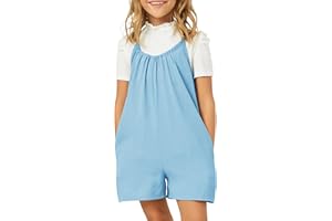 Haloumoning Girls' Summer Jumpsuit, Spaghetti Straps, Casual, Sleeveless, Romper Shorts